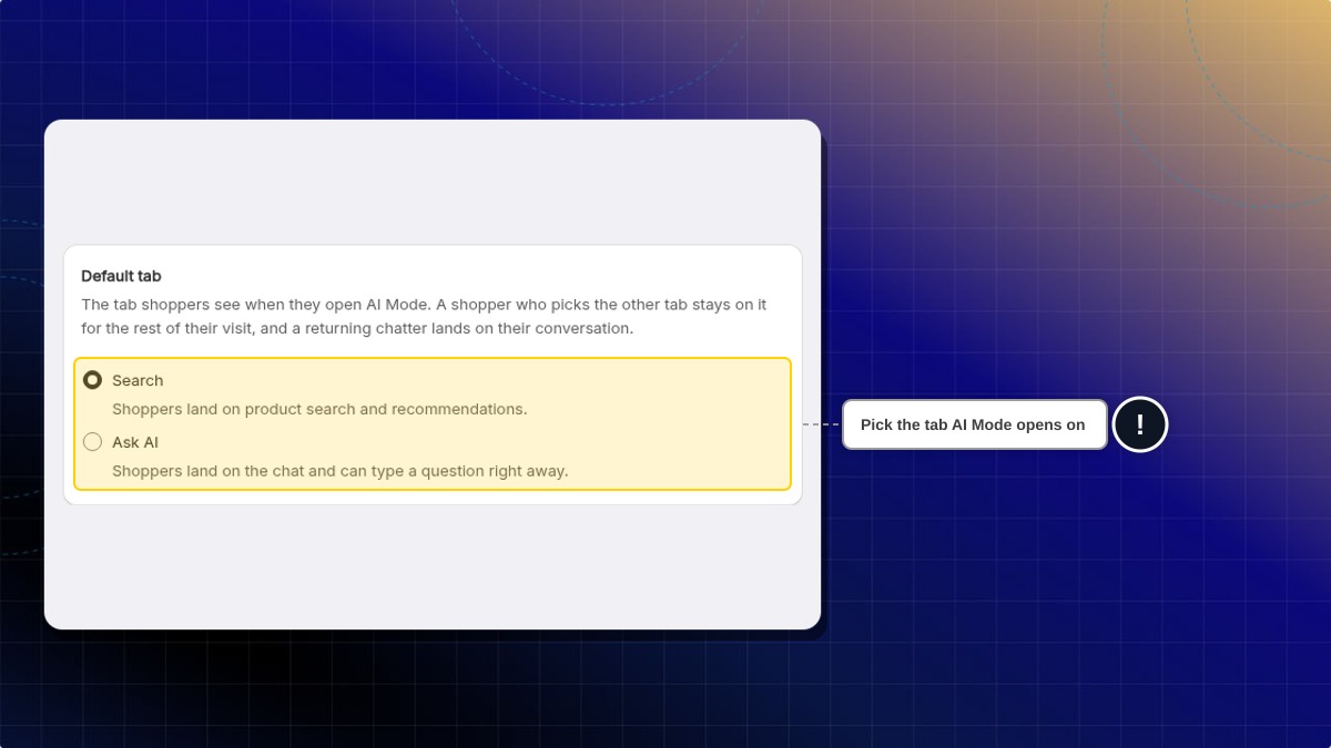 Default tab card with Search and Ask AI