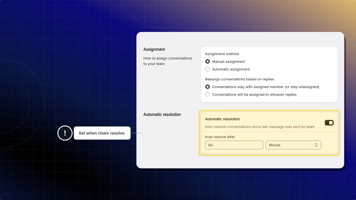 Automatic resolution in Settings > Automation, with the Auto resolve after number and unit