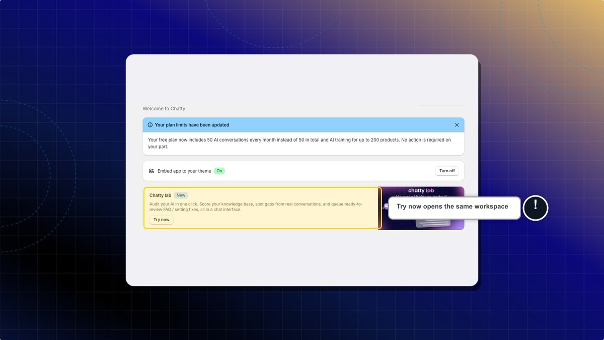 Chatty lab card on the Chatty dashboard