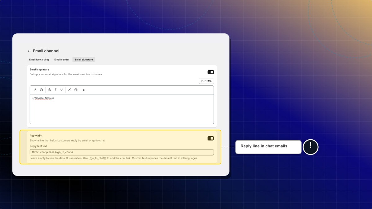 Reply line with the chat link variable