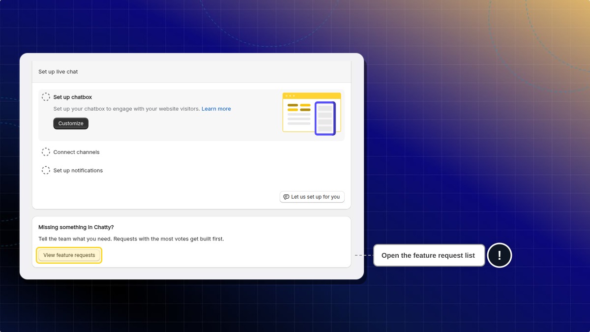 Missing something in Chatty card with View feature requests highlighted