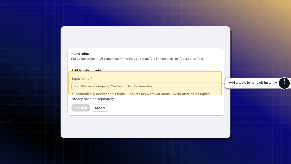 Add a handover rule by topic name