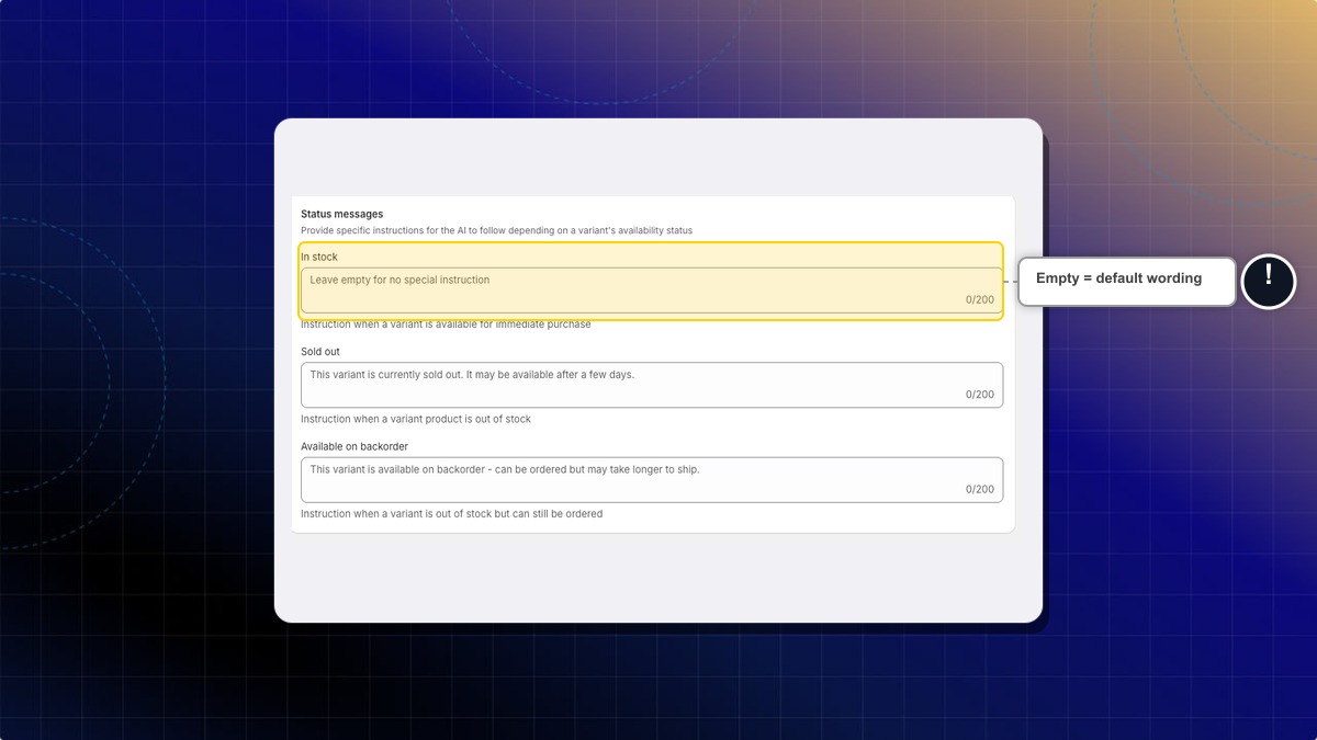 An empty field showing the default wording in grey, with the counter at 0 of 200