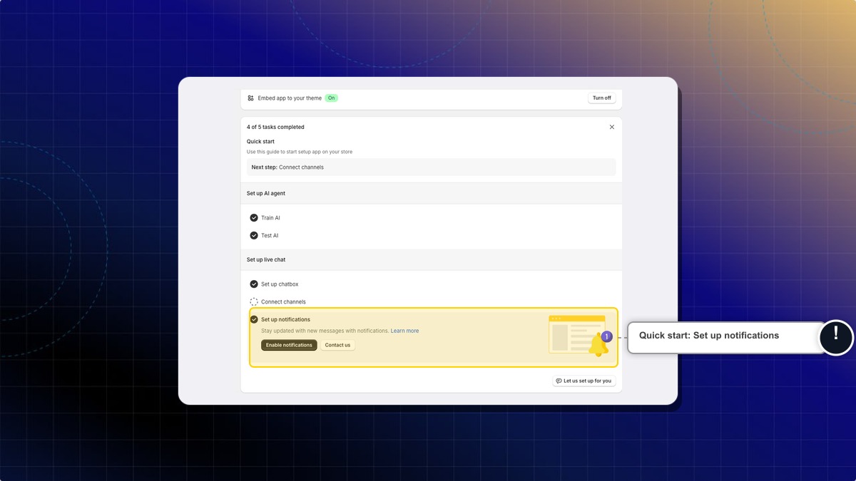 Set up notifications in the Quick start guide