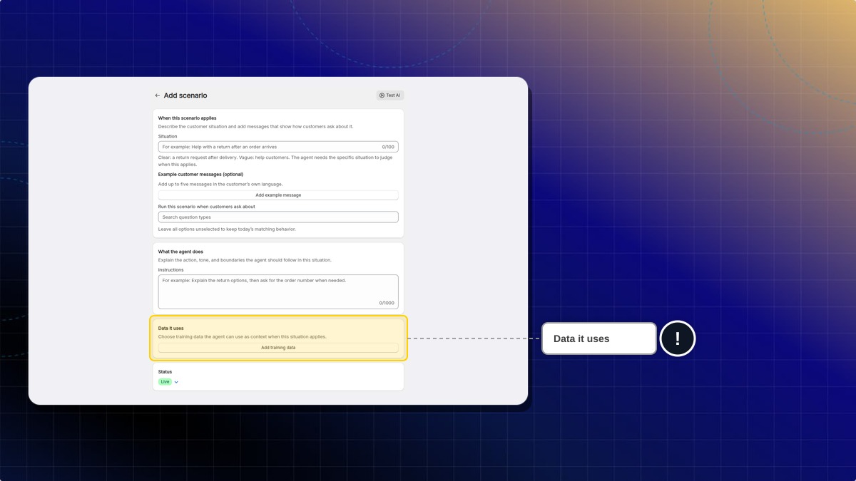 Data it uses section in the scenario editor