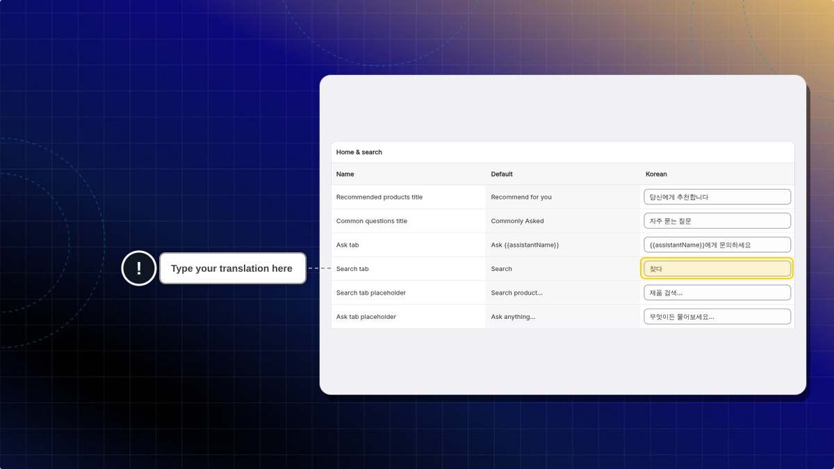 AI Mode translation table with a translation field highlighted