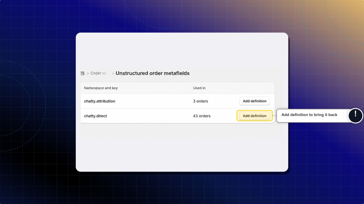 Add definition next to chatty.direct on the unstructured order metafields page