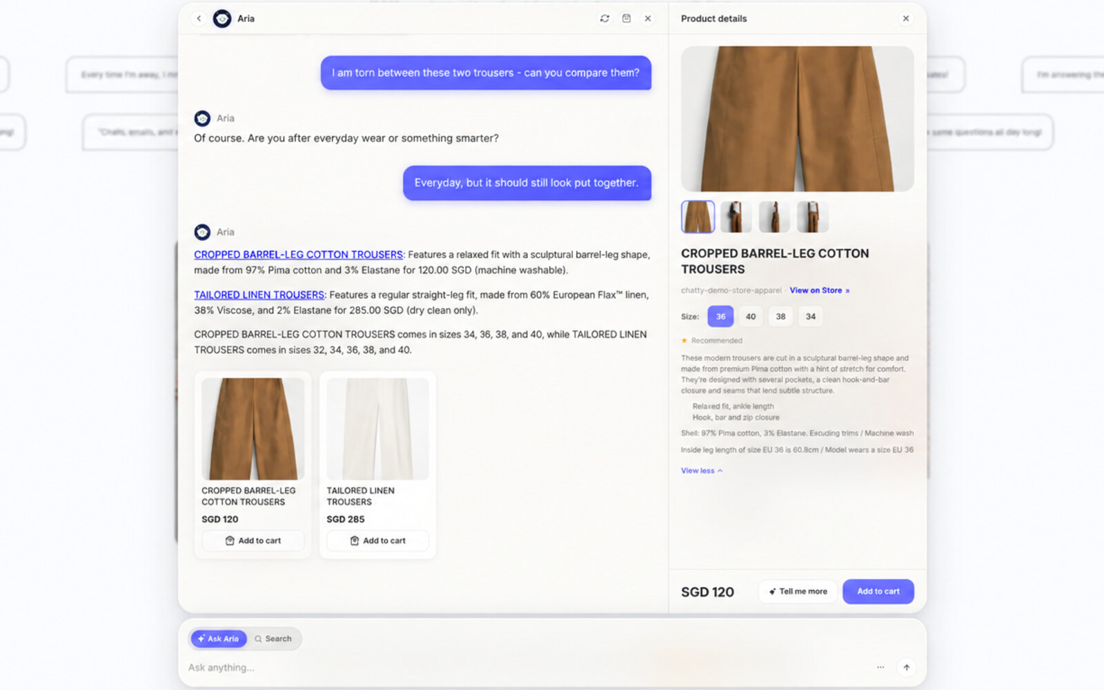 An AI comparison answer followed by product cards